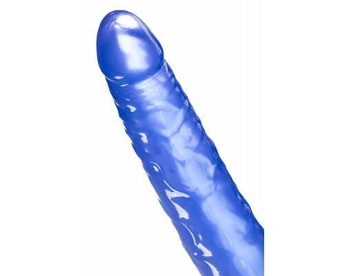 Двусторонний фаллоимитатор TOYFA Basic, TPE, синий, 28,5 см