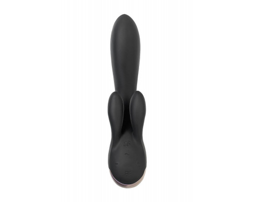 Вибратор с клиторальным стимулятором Satisfyer Double Flex Connect App, черный, силикон, 20 см