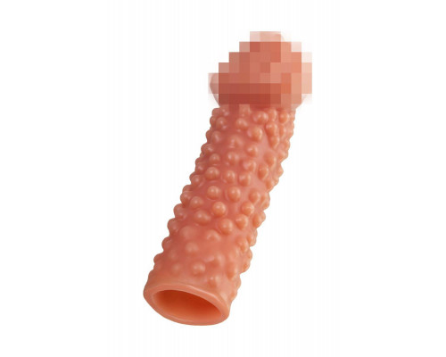 Насадка реалистичная KOKOS PENIS SLEEVE с дополнительной стимуляцией, TPE, телесная, 16.5 см