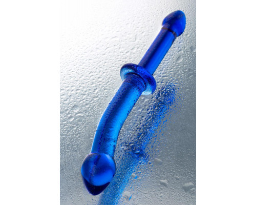 Двусторонний фаллоимитатор Sexus Glass, стекло, синий, 25 см