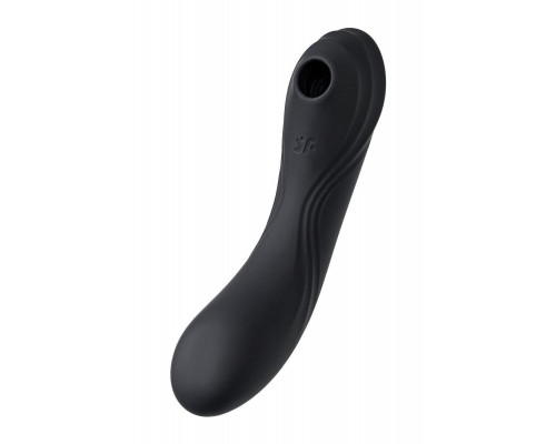 Вакуумный стимулятор клитора с вибрацией Satisfyer Curvy Trinity 4, чёрный, 17 см