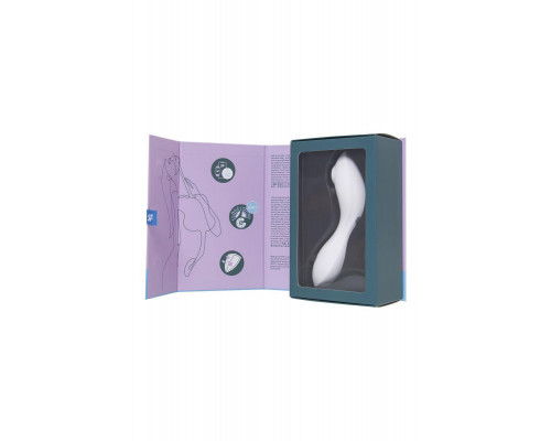 Вакуумный стимулятор клитора с вибрацией Satisfyer Curvy Trinity 5 Connect App, белый, 16,5 см