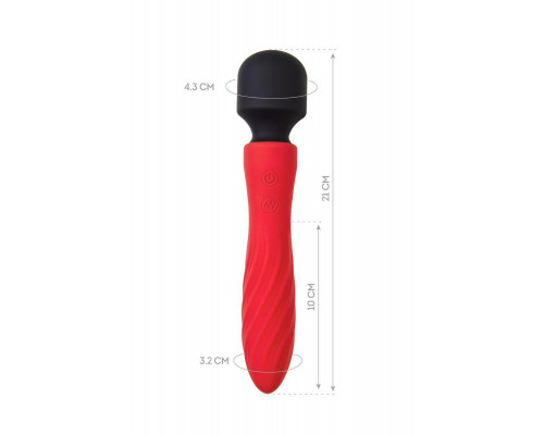 Двусторонний вибромассажер Black&Red by TOYFA, силикон, красный, 21 см
