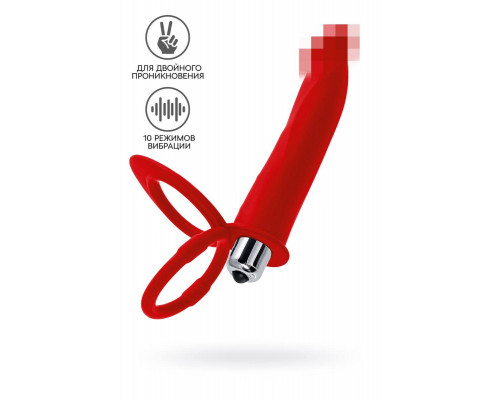 Насадка на пенис для двойного проникновения Black&Red by TOYFA, силикон, красный, 19 см