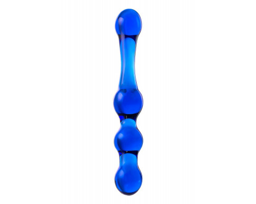 Двусторонний фаллоимитатор Sexus Glass, стекло, синий, 20,5 см