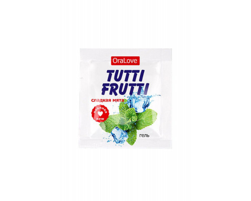 Съедобная гель-смазка TUTTI-FRUTTI для орального секса со вкусом сладкой мяты 4г по 20 шт в упаковке