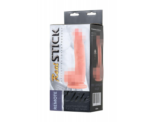 Реалистичный вибратор с пультом ДУ RealStick Elite Vibro, TPR, телесный, 10 режимов вибрации, 18,5см