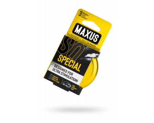 Презервативы Maxus Special, точечные, латекс, ребристые, железный кейс, 3 шт.