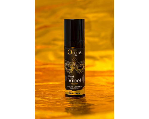Съедобный гель с эффектом вибрации Orgie DUAL VIBE! - KISSABLE, со вкусом пина колада, 15 мл