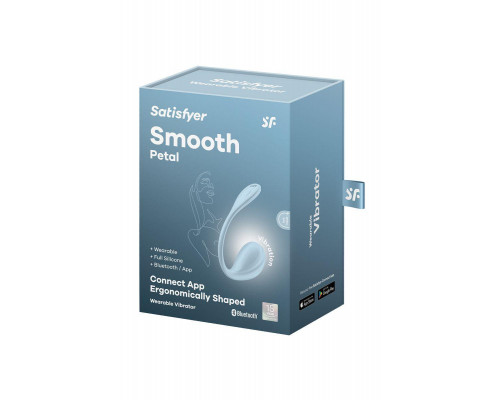 Виброяйцо Satisfyer Smooth Petal Connect App, голубое, 6,5 см