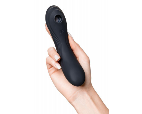 Вакуумный стимулятор клитора с вибрацией Satisfyer Curvy Trinity 4, чёрный, 17 см