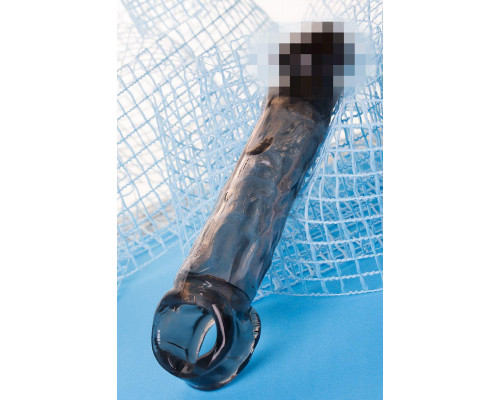 Насадка на пенис XLover by TOYFA, для увеличения размера, TPE, черный прозрачный, 19.5 см