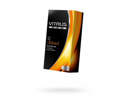 Презервативы Vitalis, premium, ribbed, ребристые, 18 см, 5,2 см, 12 шт.