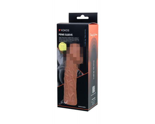Насадка реалистичная KOKOS PENIS SLEEVE с дополнительной стимуляцией, TPE, телесная, 16.5 см