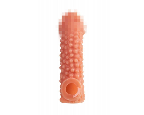 Насадка реалистичная KOKOS COCK SLEEVE 004-L с дополнительной стимуляцией, TPE, телесная, 17.6 см