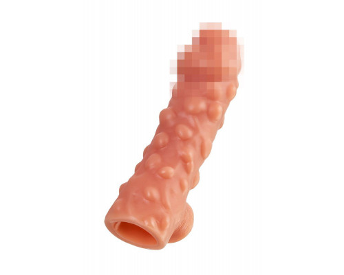 Насадка реалистичная KOKOS COCK SLEEVE 003-L с дополнительной стимуляцией, TPE, телесная, 17.6 см