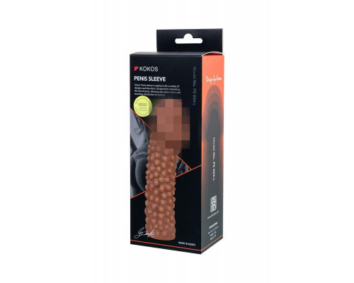 Насадка реалистичная KOKOS PENIS SLEEVE с дополнительной стимуляцией, TPE, телесная, 16.5 см