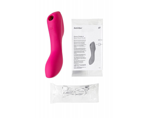 Вакуумный стимулятор клитора с вибрацией Satisfyer Curvy Trinity 3, красный, 17,7 см