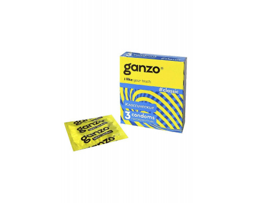 Презервативы Ganzo, classic, классические, латекс, двойная смазка, 18,5 см, 5,2 см, 3 шт.