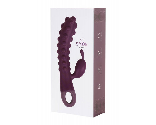 Вибратор с клиторальным стимулятором KOKOS SMON, силикон, фиолетовый, 23 см