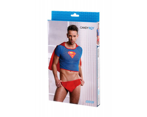 Костюм супермена Candy Boy Superman (футболка с плащем, трусы), красно-голубой, OS