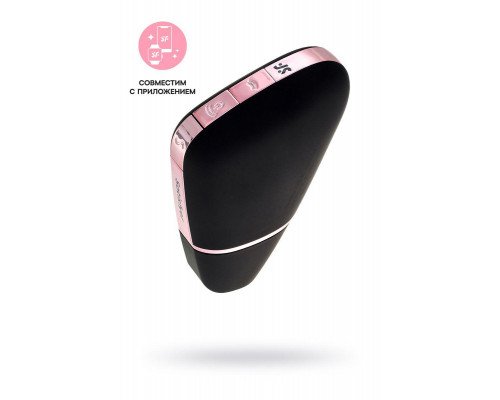 Вакуум-волновой стимулятор с вибрацией Satisfyer Love Triangle Connect App, силикон, черный, 8,8см