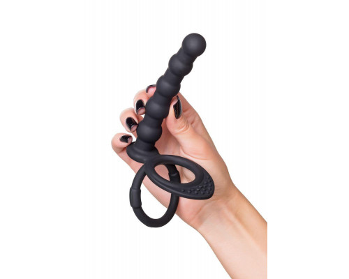 Насадка на пенис для двойного проникновения Black&Red by TOYFA, силикон, черный, 19,5 см