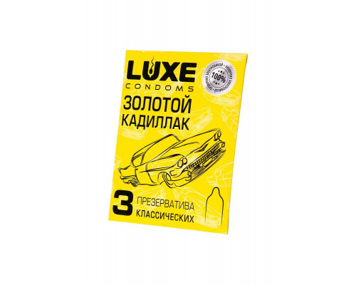 Презервативы Luxe, конверт «Золотой кадиллак», латекс, 18 см, 5,2 см, 3 шт.