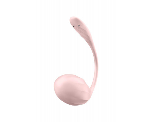 Виброяйцо Satisfyer Ribbed Petal Connect App с пультом ДУ, розовое, 7,8 см