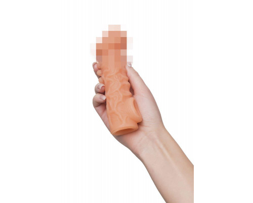 Насадка реалистичная KOKOS COCK SLEEVE 007-M с дополнительной стимуляцией, TPE, телесная, 15.6 см