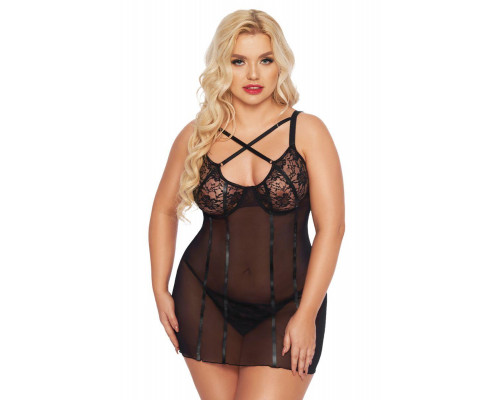 Ночная сорочка и стринги SoftLine Collection Cornelia, черный, XXXL