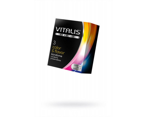 Презервативы Vitalis, premium, цветные, аромат, 18 см, 5,3 см, 3 шт.