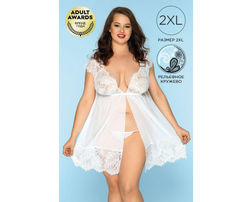 Комбинация и стринги Candy Girl Stella белые, 2XL
