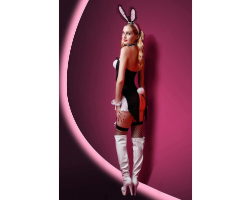 Костюм зайки Candy Girl Charity(платье с пажами,трусы,головной убор,чокер,чулки,манжеты), черный, OS