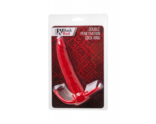 Насадка на пенис для двойного проникновения Black&Red by TOYFA , силикон, красный, 16,5 см