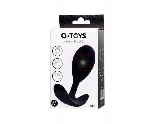 Анальная втулка A-Toys by TOYFA Tord M, силикон, черная, 10,5 см
