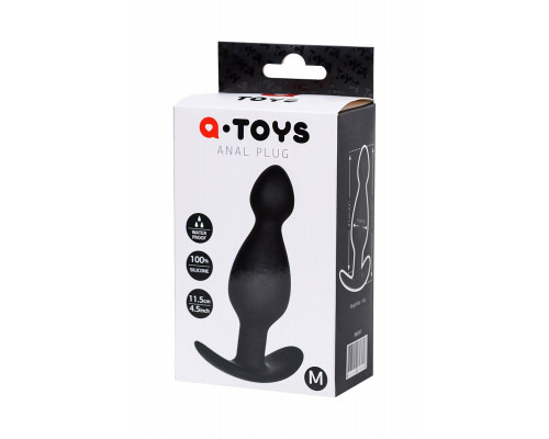 Анальная пробка A-Toys by TOYFA, размер M, силикон, черная, 11,5 см