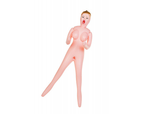 Кукла надувная Dolls-X by TOYFA Hannah, блондинка, с тремя отверстиями, кибер вставка: вагина
