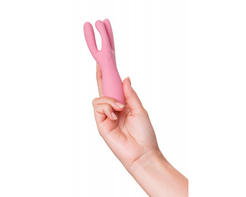 Вибростимулятор Satisfyer Threesome 3, силикон, розовый, 14 см