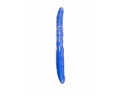 Двусторонний фаллоимитатор TOYFA Basic, TPE, синий, 28,5 см