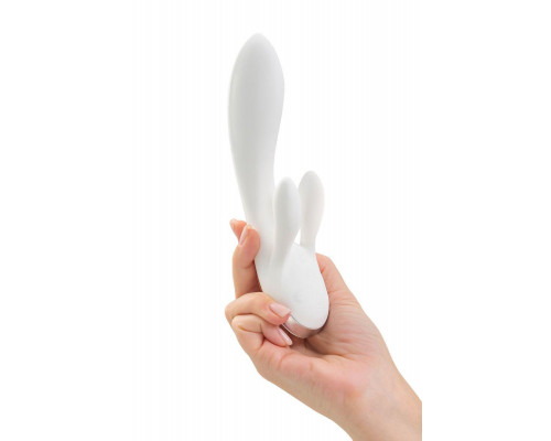 Вибратор с клиторальным стимулятором Satisfyer Double Flex Connect App, белый, силикон, 20 см