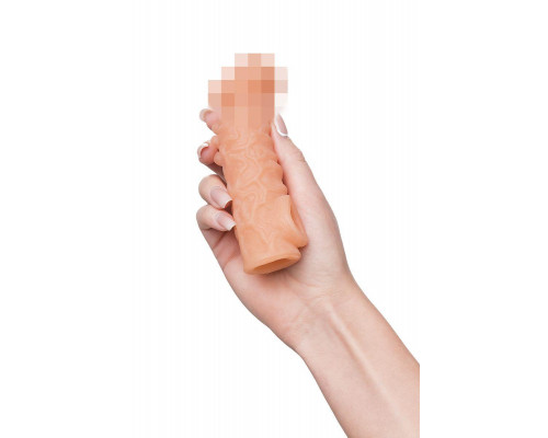 Насадка реалистичная KOKOS COCK SLEEVE 007-S с дополнительной стимуляцией, TPE, телесная, 13.8 см