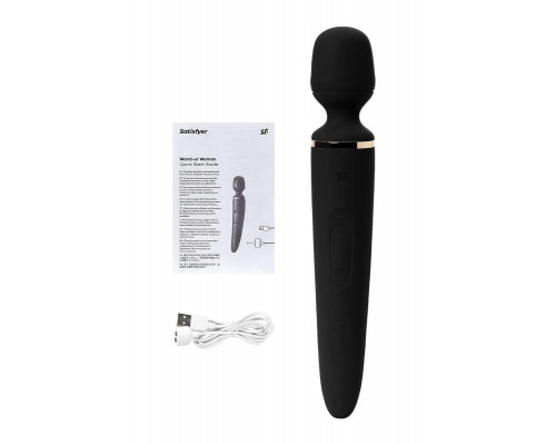 Нереалистичный вибратор Satisfyer Wand-er Woman, ABS пластик, черный, 34 см