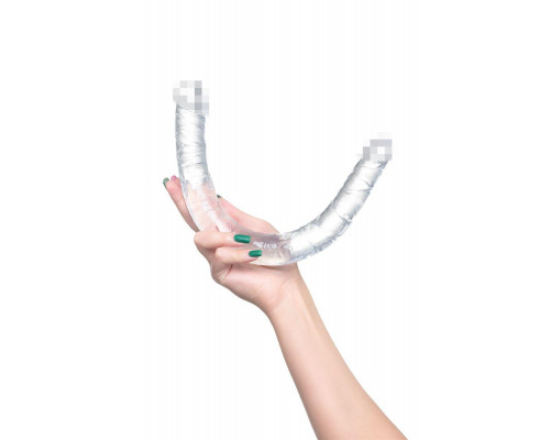 Фаллоимитатор двусторонний TOYFA Basic Double Dildo, TPR, прозрачный, 40 см
