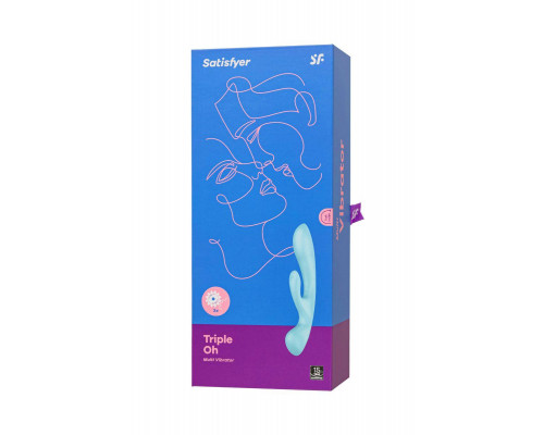 Нереалистичный вибратор Satisfyer Triple Oh, силикон, голубой, 24 см