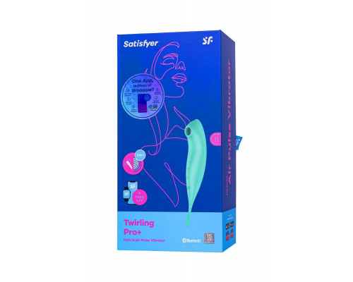Точечный вибратор с вакуумной стимуляцией Satisfyer Twirling Pro Connect App, силикон, мятный, 20 см