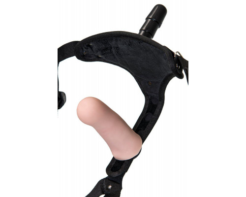Трусики для страпона RealStick Strap-On Emery c TPR насадкой, экокожа, черные