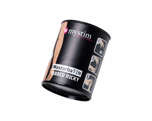 Мастурбатор MasturbaTIN Ribbed Ricky, TPE, белый,4.5 см