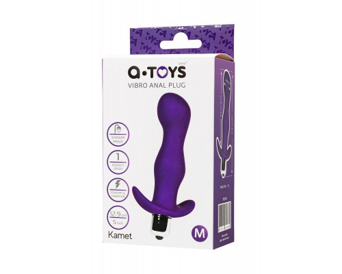 Анальная пробка с вибрацией A-Toys by TOYFA Kamet, размер M, силикон, фиолетовый, 12,9 см