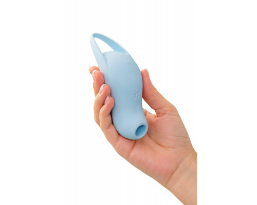 Вакуум-волновой стимулятор клитора с вибрацией Satisfyer Pocket Pro 1, силикон, голубой, 13,9 см